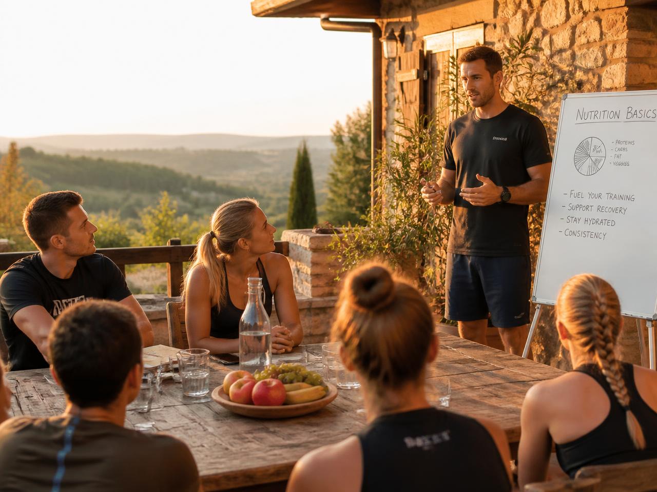 Charla de nutrición al aire libre en la masía