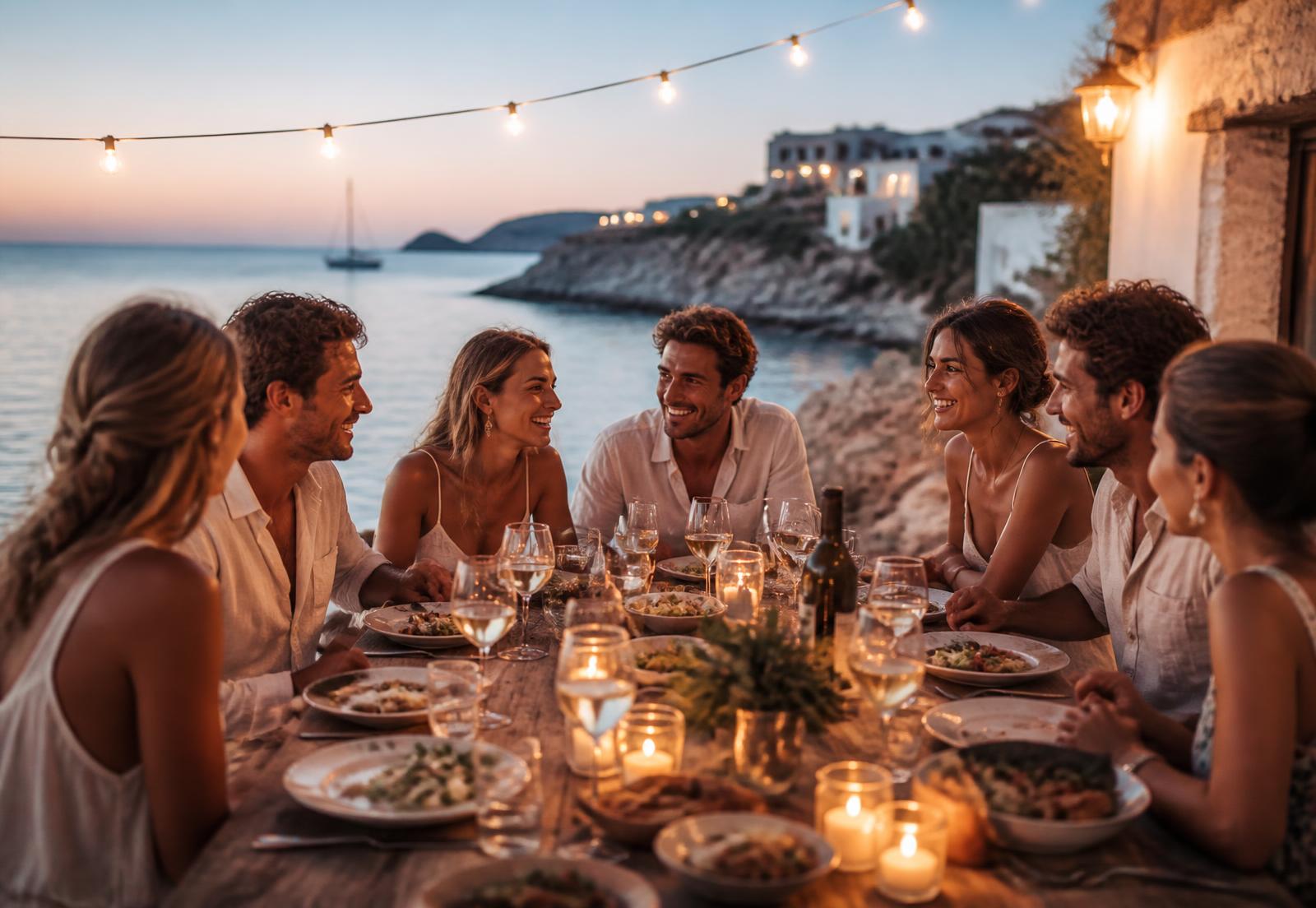 Cena al aire libre con la comunidad